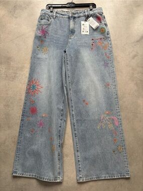 NWT Desigual Liliana Handmade Applique Jeans